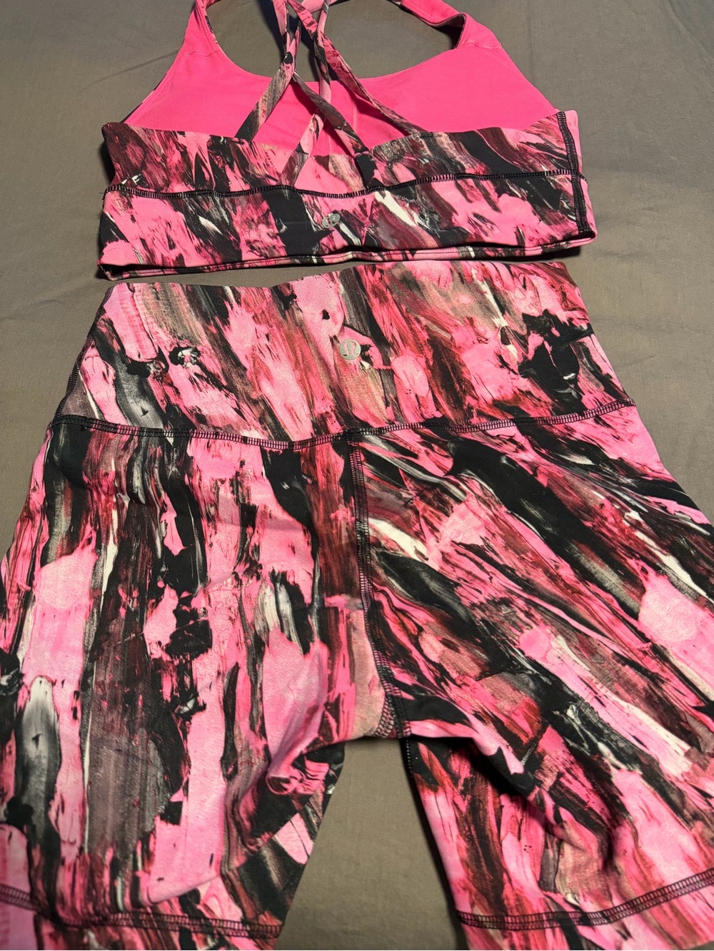 lululemon athletica Pink & Black Abstract Athletic Set